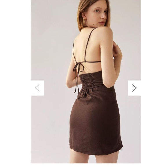 Urban Renewal Eco Linen Smocked Back Mini Dress sz L - Picture 2 of 9